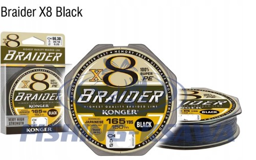 Plecionka Konger BRAIDER X8 BLACK 0,14 mm x 150 m